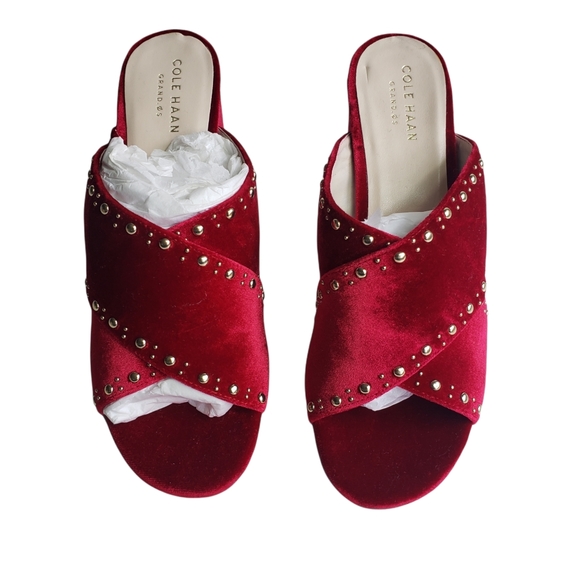 Cole Haan Shoes - Cole Haan Gabby Stud Sandals Red - Velvet